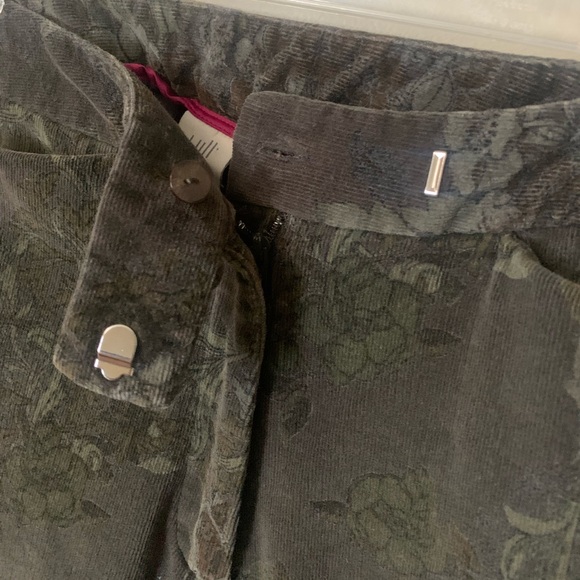 J Jill Moss Green Floral Corduroy Trousers - Picture 4 of 7